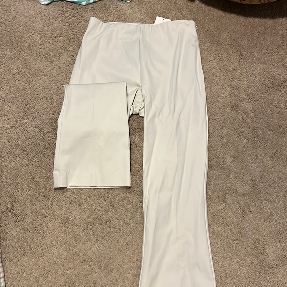 Cream flare crop pants